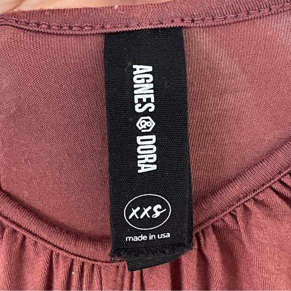 Agnes & Dora Gathered V-Neck Jumpsuit Stretch Jersey Knit Wide Leg Size XXS - Picture 6 of 7